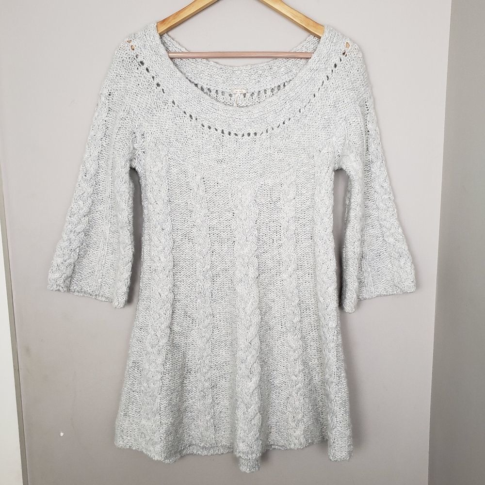 Free People Wool Blend Braided Chunky Cable Knit S